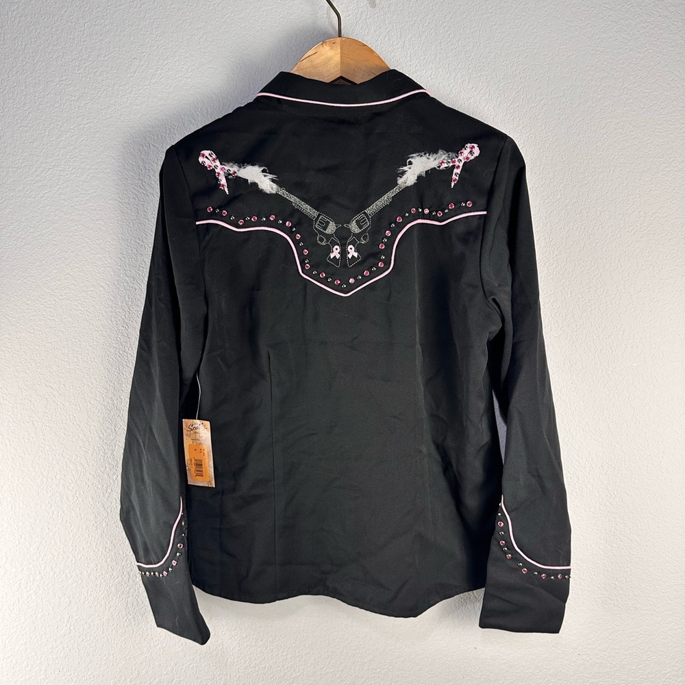 Scully‎ Western Smoking Guns Breast Cancer Awareness Pearl Snap Shirt Sz M